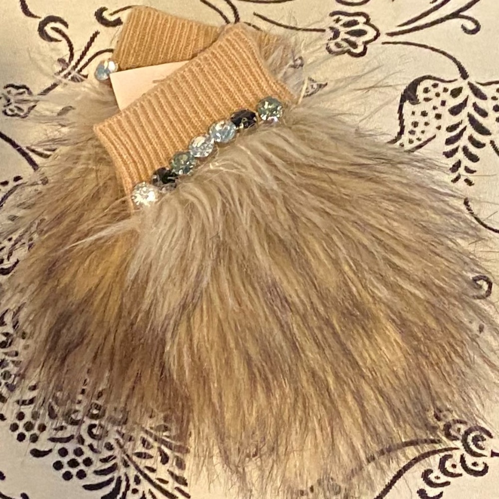 Juicy Couture Faux Fur and Stone Gloves